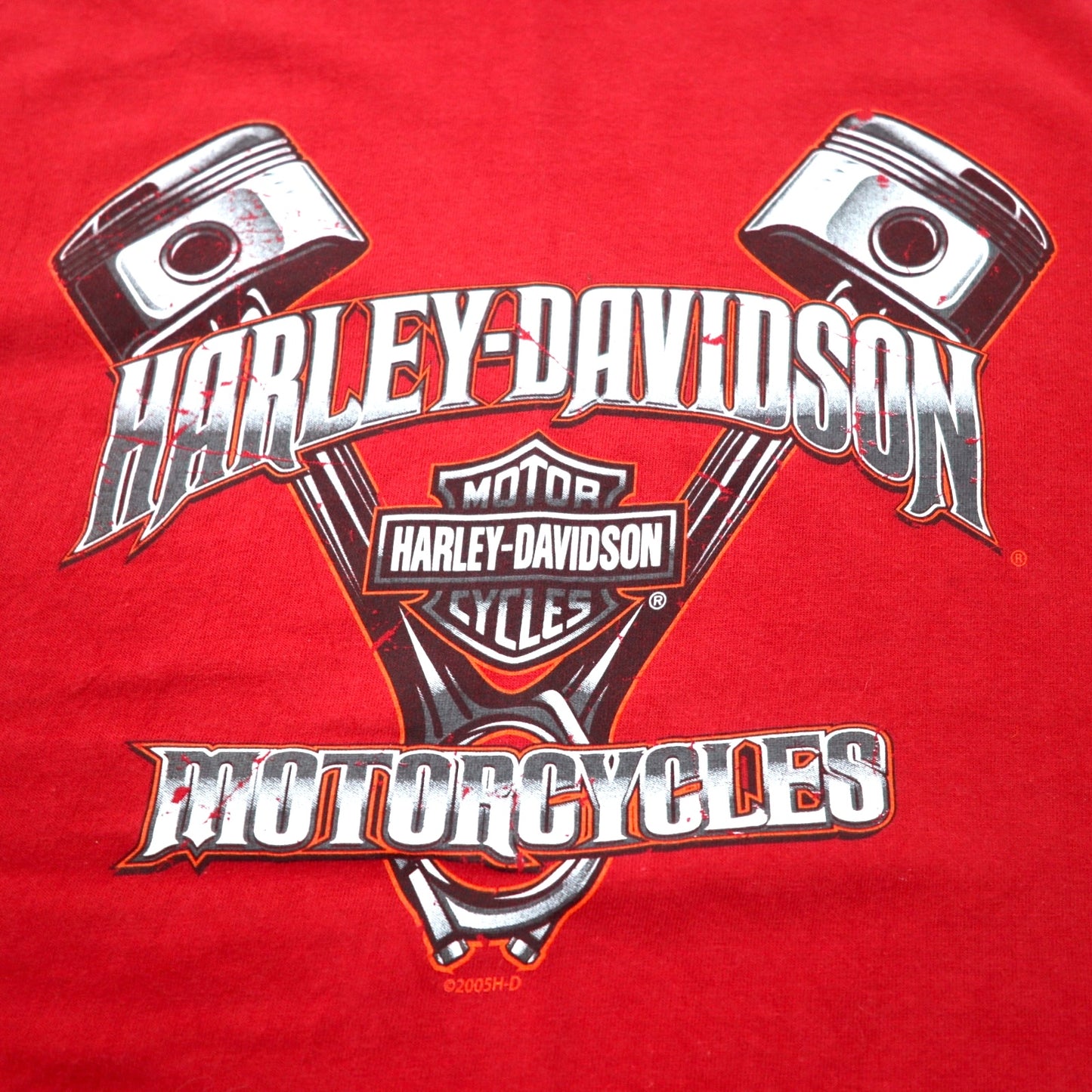 HARLEY DAVIDSON USA製 ロゴプリント Tシャツ L レッド コットン Bahamas