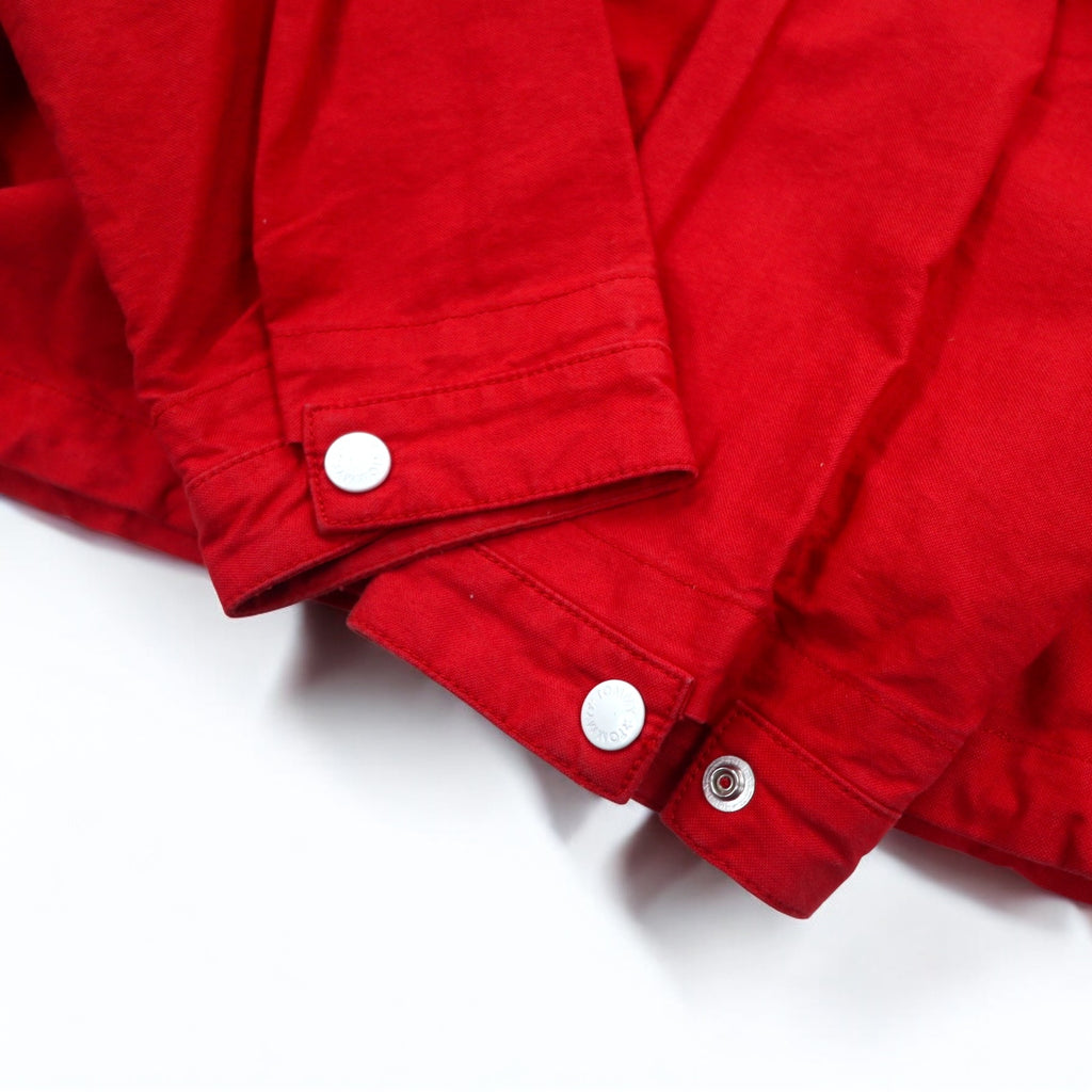 TOMMY Anorak Parka S Red Cotton Half Zip Drawstring Kangaroo Pocket