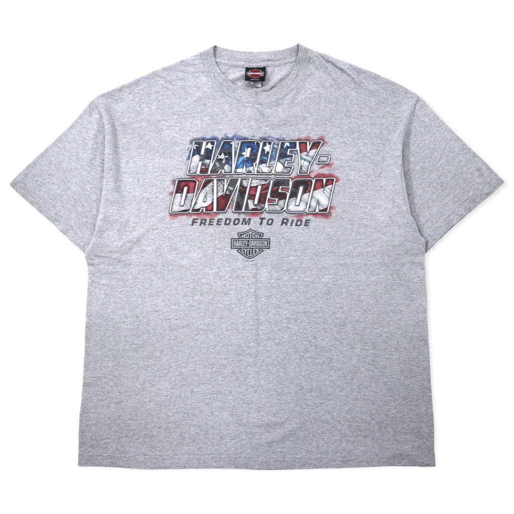 日本然リトテ-古着オンライン-HARLEY DAVIDSON USA製 ロゴプリント Tシャツ 2XL グレー コットン LEESBURG-FLORIDA-HARLEY DAVIDSON USA Made Logo Print T-Shirt 2XL Gray Cotton LEESBURG-FLORIDA