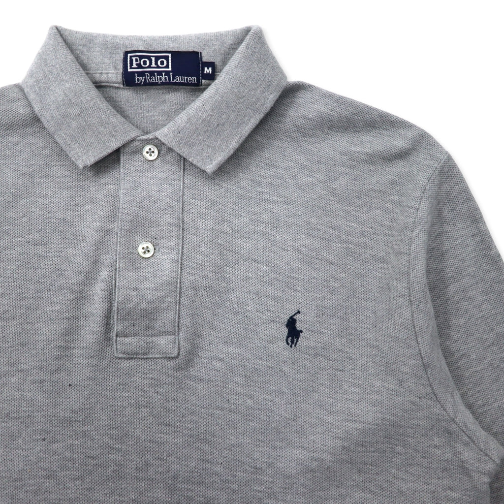 Polo by Ralph Lauren Long Sleeve Polo Shirt M Gray Cotton Pique Small Pony Embroidery