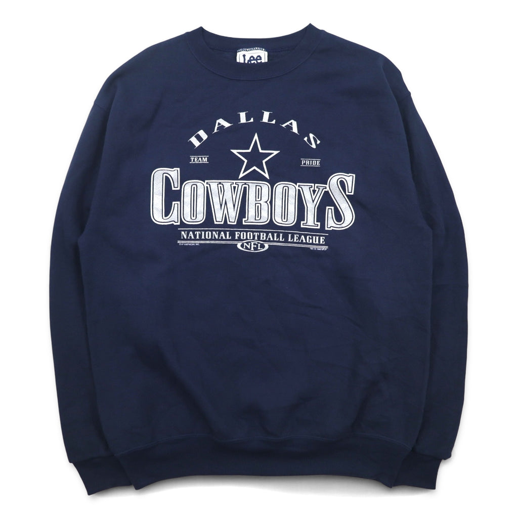 Lee SPORT 90s NFL Print Sweatshirt XL Navy Cotton DALLAS COWBOYS Made in Mexico