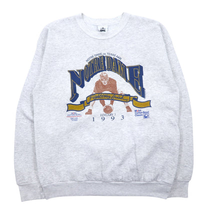 日本然リトテ-古着オンライン-Lee 90年代 USA製 プリント スウェット XL グレー NOTRE DAME MOBIL COTTON BOWL-Lee 90's USA Made Print Sweatshirt XL Gray NOTRE DAME MOBIL COTTON BOWL