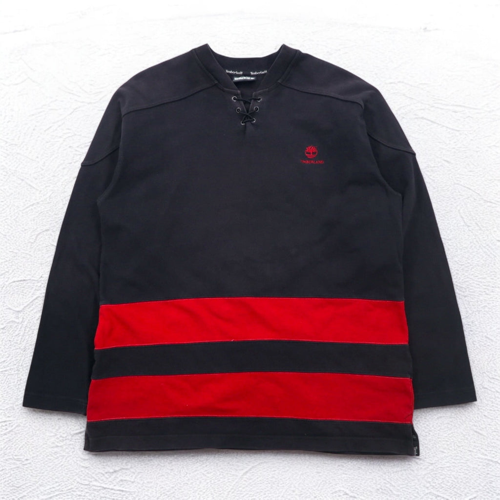 Timberland lace-up sweatshirt, XL, black, cotton, logo embroidery