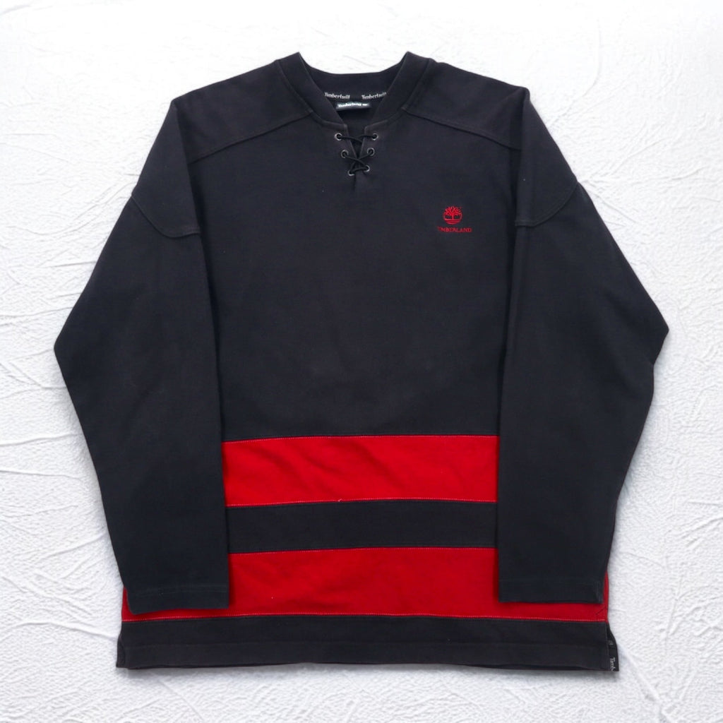 Timberland lace-up sweatshirt, XL, black, cotton, logo embroidery