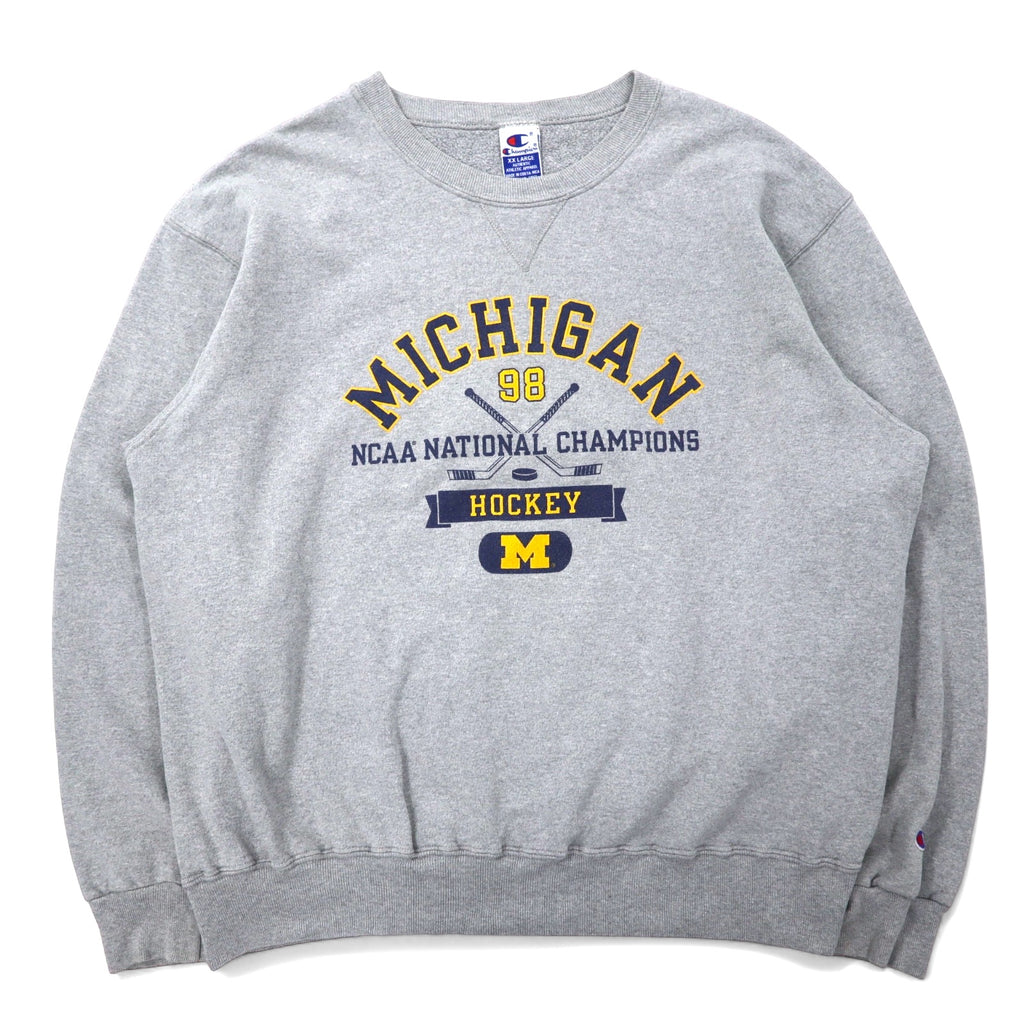 日本然リトテ-古着オンライン-Champion 90年代 カレッジ プリント スウェット XXL グレー コットン NCAA MICHIGAN アーチロゴ ビッグサイズ コスタリカ製-Champion 90's College Print Sweatshirt XXL Gray Cotton NCAA MICHIGAN Arch Logo Big Size Costa Rica Made