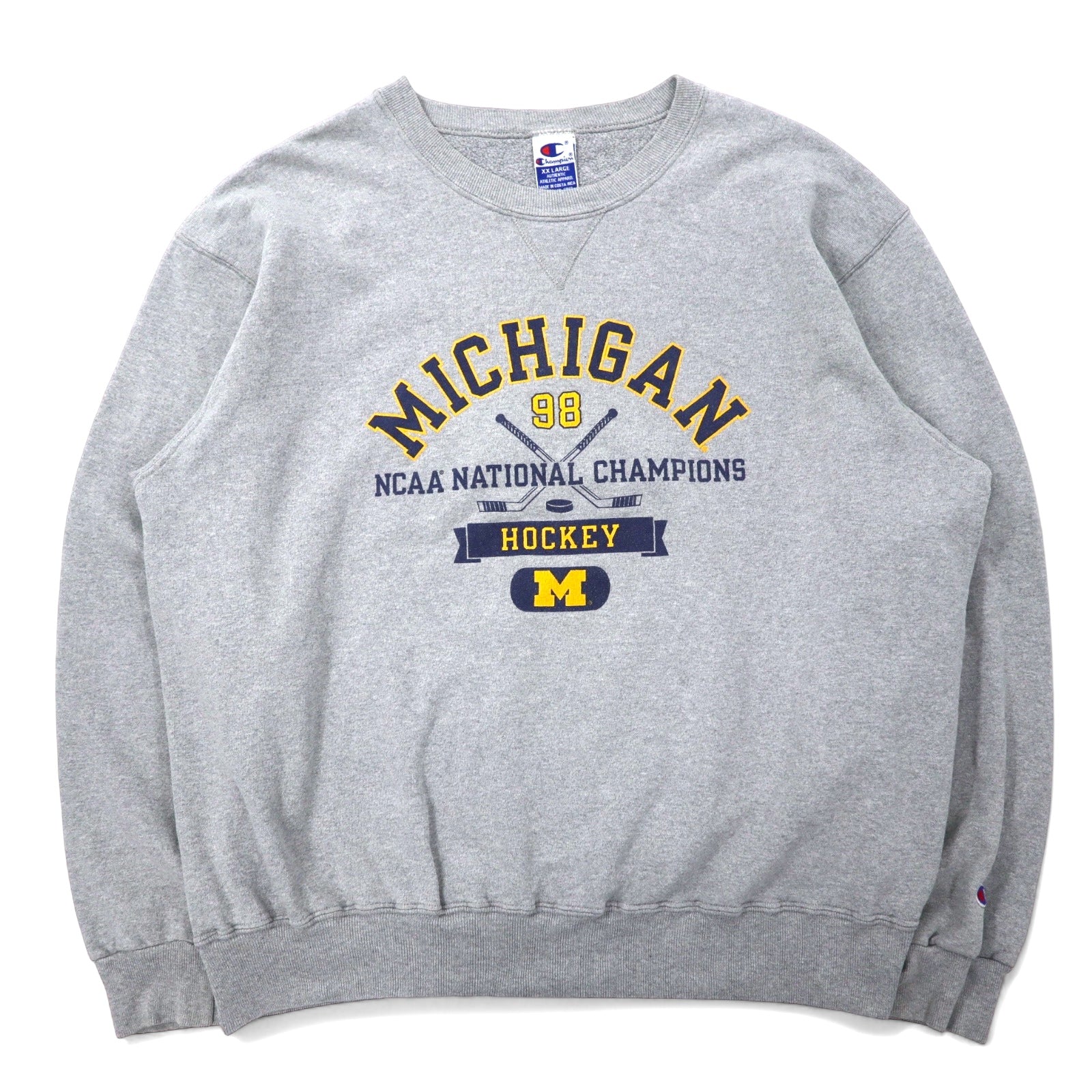 日本然リトテ-古着オンライン-Champion 90年代 カレッジ プリント スウェット XXL グレー コットン NCAA MICHIGAN アーチロゴ ビッグサイズ コスタリカ製-Champion 90's College Print Sweatshirt XXL Gray Cotton NCAA MICHIGAN Arch Logo Big Size Costa Rica Made