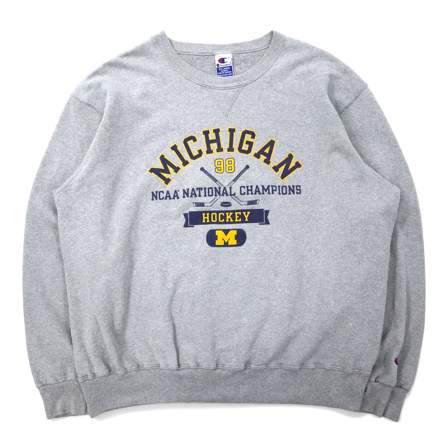 Champion 90年代 カレッジ プリント スウェット XXL グレー コットン NCAA MICHIGAN アーチロゴ ビッグサイズ コスタリカ製