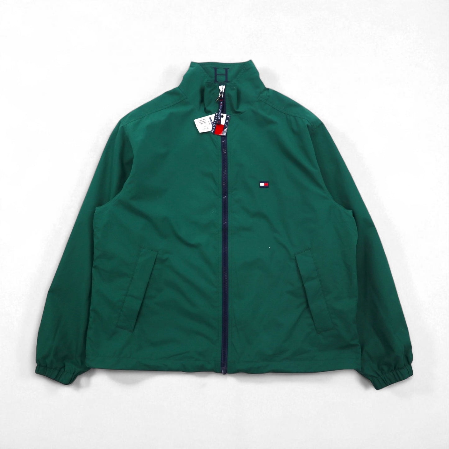TOMMY HILFIGER 00s zip-up sports jacket M green water repellent breathable mesh liner drawstring unused