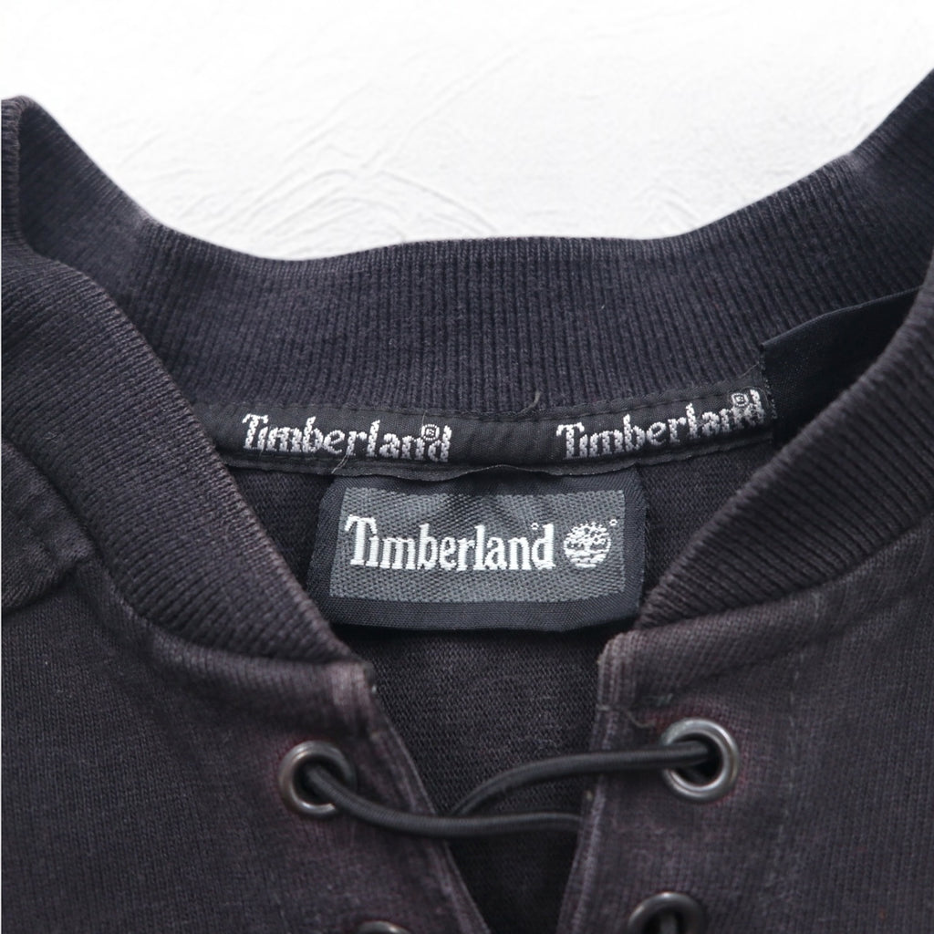 Timberland lace-up sweatshirt, XL, black, cotton, logo embroidery