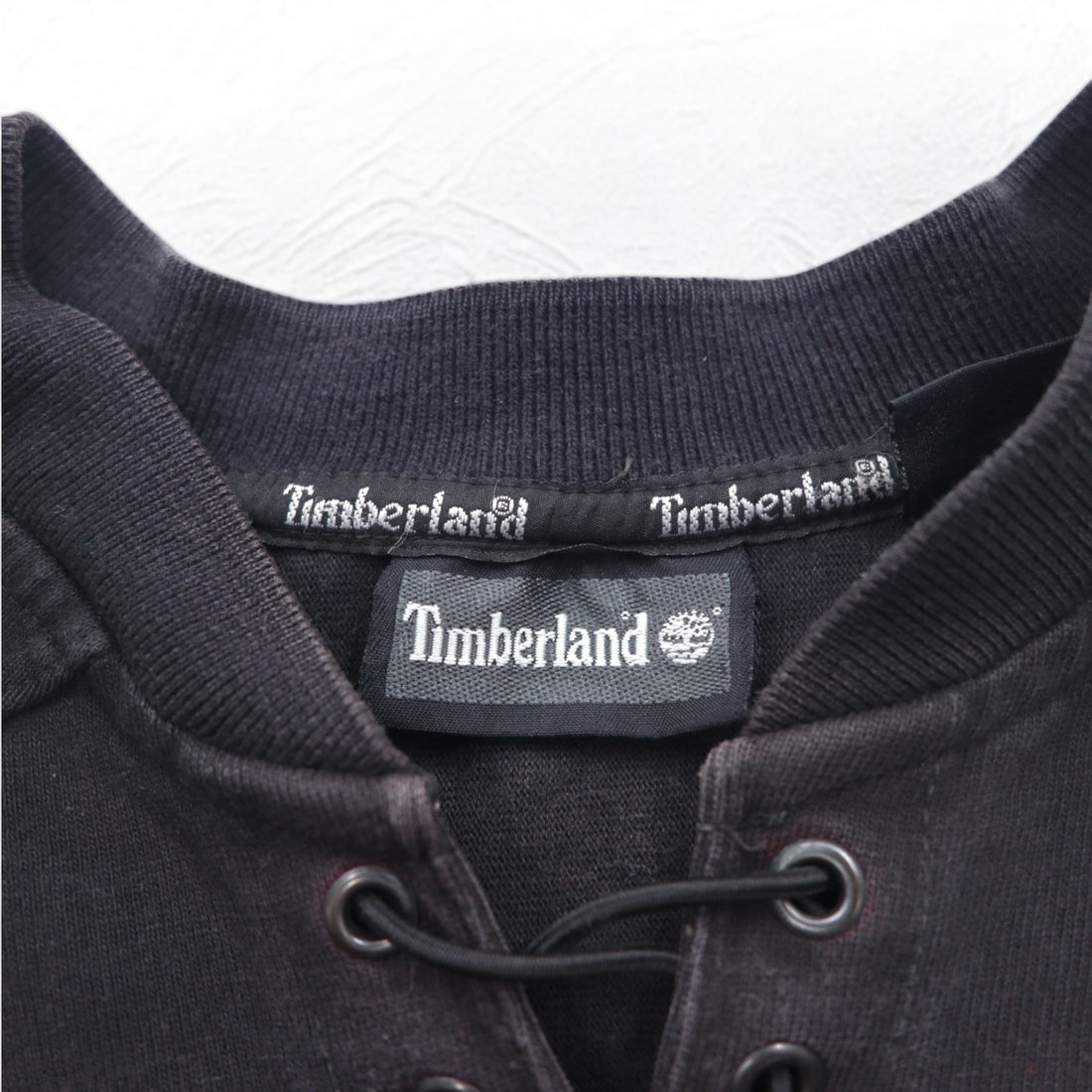 Timberland lace-up sweatshirt, XL, black, cotton, logo embroidery