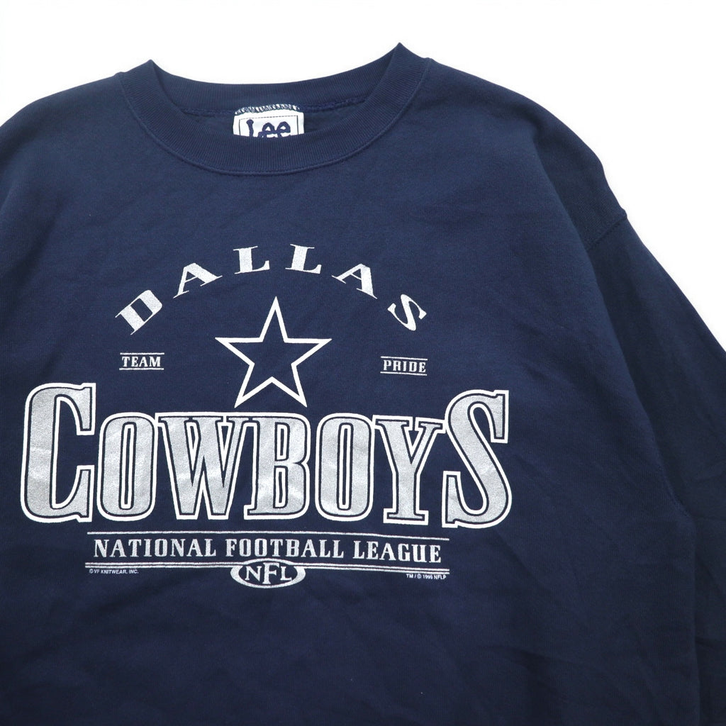 Lee SPORT 90s NFL Print Sweatshirt XL Navy Cotton DALLAS COWBOYS Made in Mexico