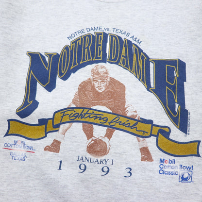 Lee 90年代 USA製 プリント スウェット XL グレー NOTRE DAME MOBIL COTTON BOWL