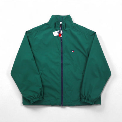 TOMMY HILFIGER 00s zip-up sports jacket M green water repellent breathable mesh liner drawstring unused