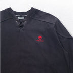 Timberland lace-up sweatshirt, XL, black, cotton, logo embroidery