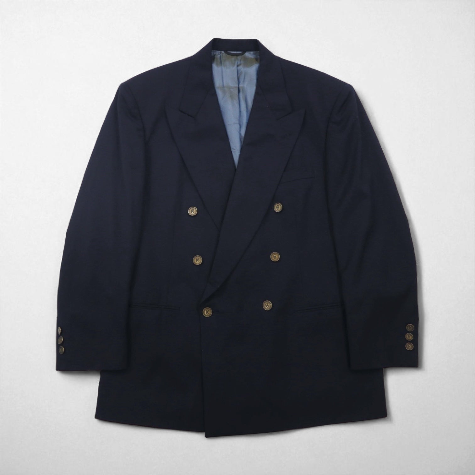 80s USA UNION MADE Vintage Blazer NINO CERRUTI 80年代 USA製 ピークドラペル ダブル ブレザー テーラードジャケット L 金ボタン ユニオンメイド ACTWUタグ 紺ブレ
