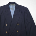 80s USA UNION MADE Vintage Blazer NINO CERRUTI 80年代 USA製 ピークドラペル ダブル ブレザー テーラードジャケット L 金ボタン ユニオンメイド ACTWUタグ 紺ブレ