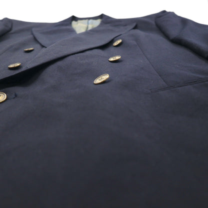80s USA UNION MADE Vintage Blazer by NINO CERRUTI. 80s USA-made peak lapel double-breasted blazer, size L, gold buttons, Union Made ACTWU tag, navy blue.