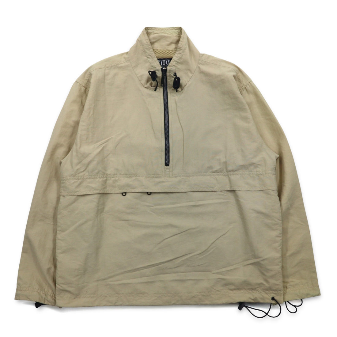 90年代 OXYOXY ハーフジップ アノラックジャケット M ベージュ ナイロン ドローコード