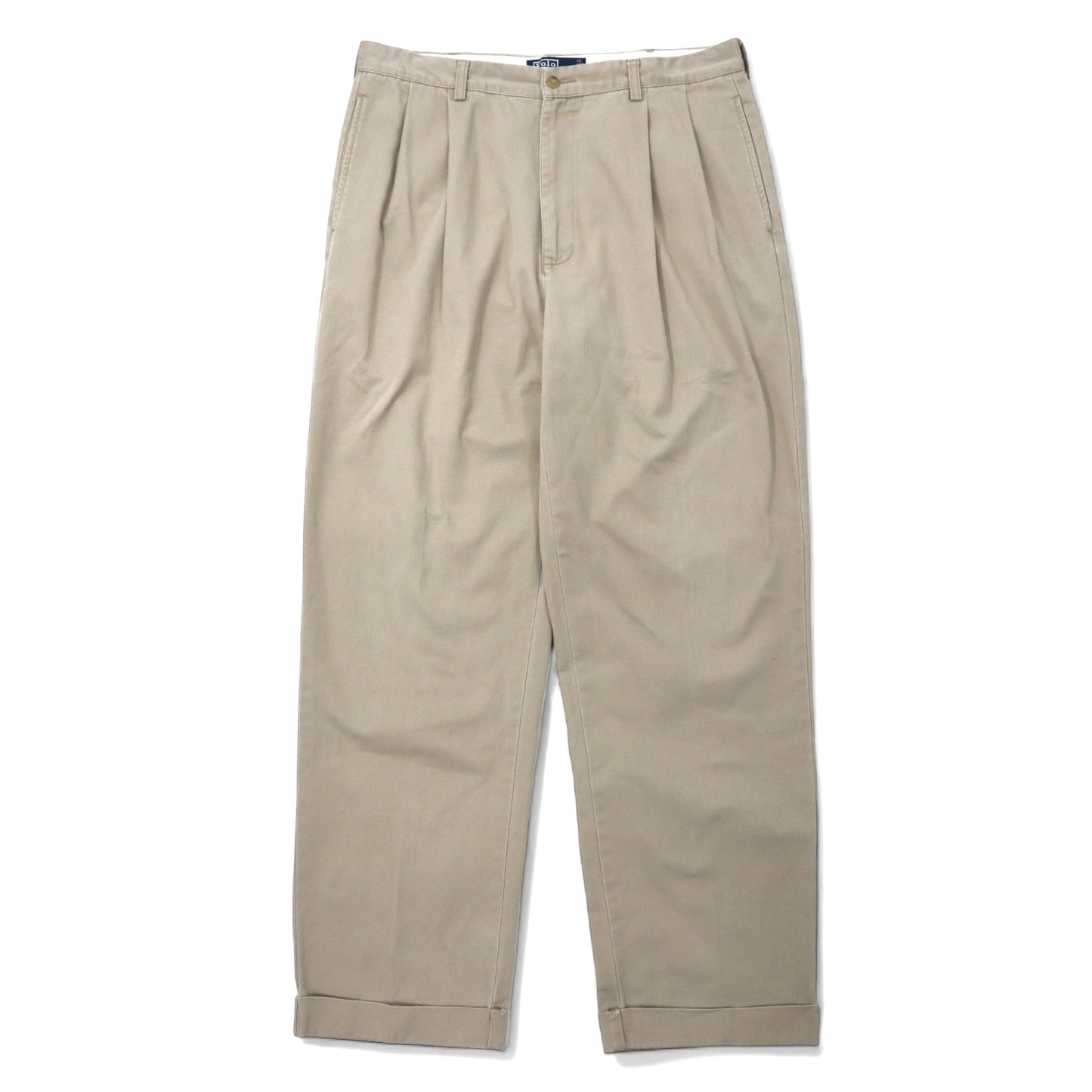 Polo by Ralph Lauren 90年代 ポロチノ 2タック ワイド チノパンツ 36 ベージュ コットン HAMMOND PANT メキシコ製