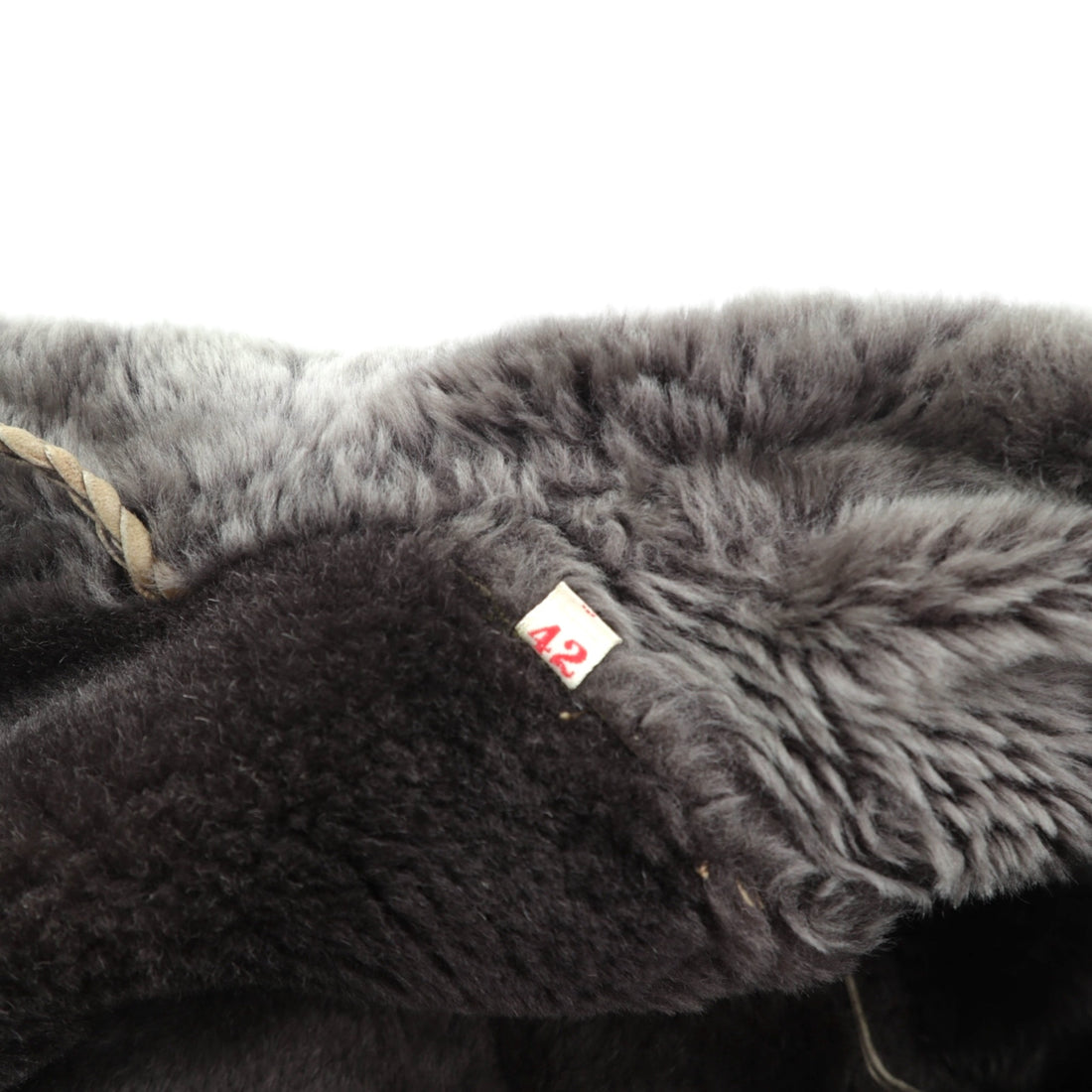 Vintage LOEWE Shearling Long Coat, XL, Fur Collar, Belted, Made in Spain