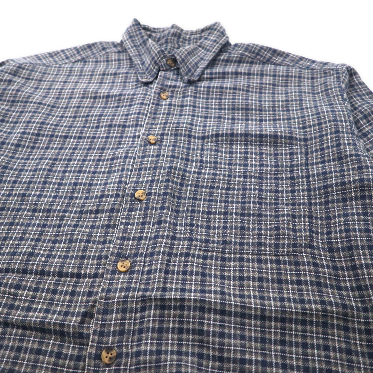 Woolrich 90年代 フランネル ボタンダウンシャツ L グレー ネイビー チェック コットン