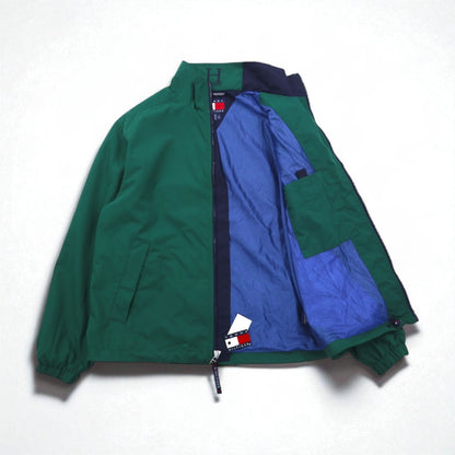 TOMMY HILFIGER 00s zip-up sports jacket M green water repellent breathable mesh liner drawstring unused