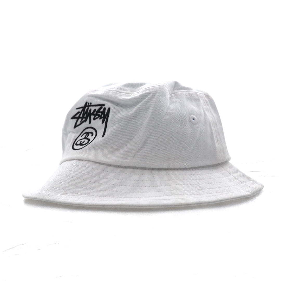 stussy シャネルロゴ バケットハット S/M ホワイト コットン 刺繍