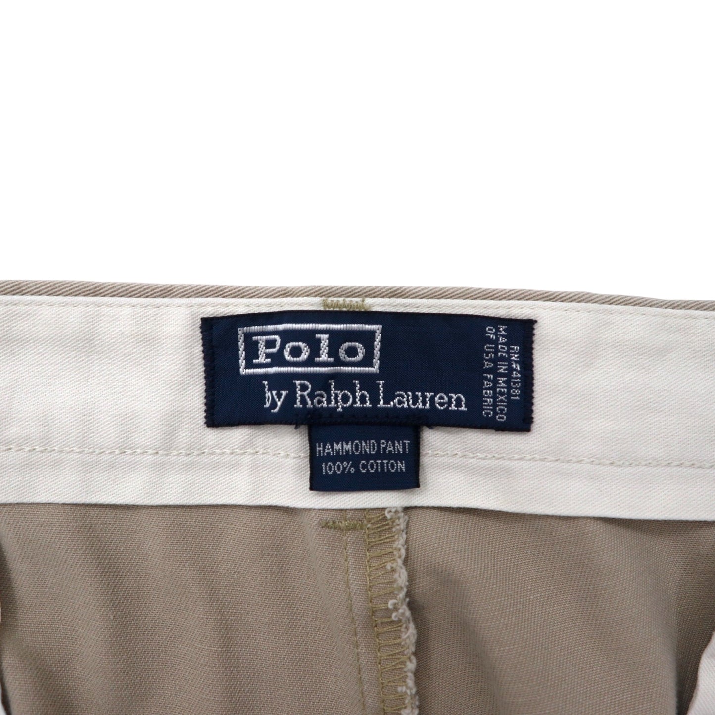 Polo by Ralph Lauren 90年代 ポロチノ 2タック ワイド チノパンツ 36 ベージュ コットン HAMMOND PANT メキシコ製