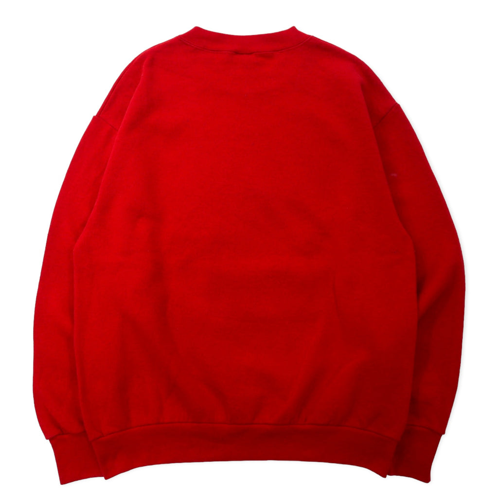 DELTA Made in USA 90's FIFTY-FIFTY College Print Sweatshirt L Red Cotton Polyester Brushed Back MODESTO