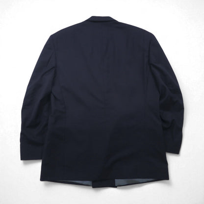 80s USA UNION MADE Vintage Blazer by NINO CERRUTI. 80s USA-made peak lapel double-breasted blazer, size L, gold buttons, Union Made ACTWU tag, navy blue.