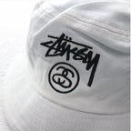 stussy シャネルロゴ バケットハット S/M ホワイト コットン 刺繍