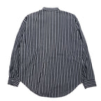 Made in USA 90s BLAXX Metal Button Band Collar Shirt L Black Striped Cotton