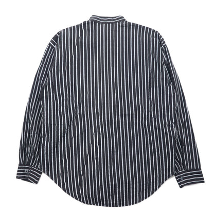 Made in USA 90s BLAXX Metal Button Band Collar Shirt L Black Striped Cotton