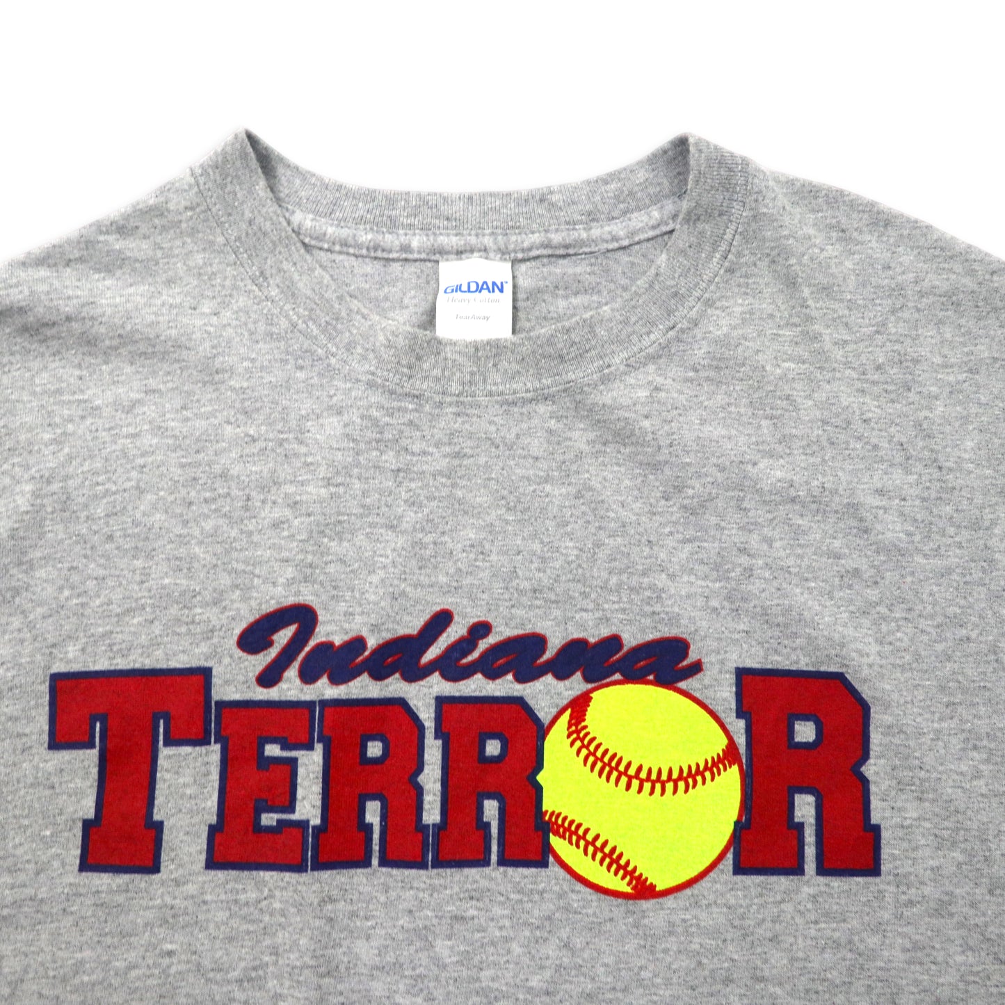 GILDAN ベースボール プリントTシャツ XL グレー コットン Indiana TERROR ナンバリング ビッグサイズ