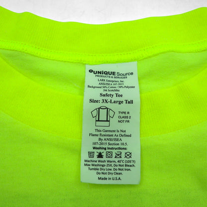 UNIQUE SOURCE Reflector Work T-Shirt Safety Tee 3XL Yellow Cotton Polyester Made in USA