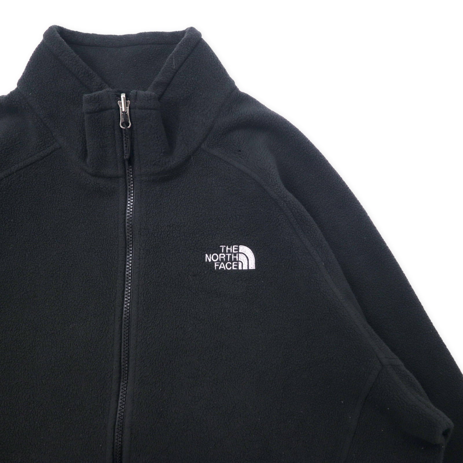 THE NORTH FACE フルジップ フリースジャケット XL ブラック ポリエステル ワンポイントロゴ刺繍 ビッグサイズ エルサルバドル製
