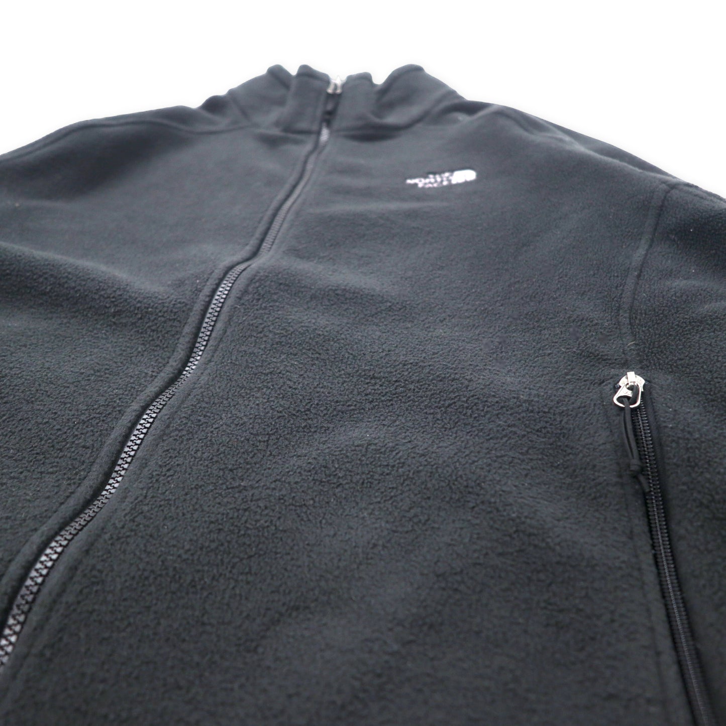 THE NORTH FACE フルジップ フリースジャケット XL ブラック ポリエステル ワンポイントロゴ刺繍 ビッグサイズ エルサルバドル製