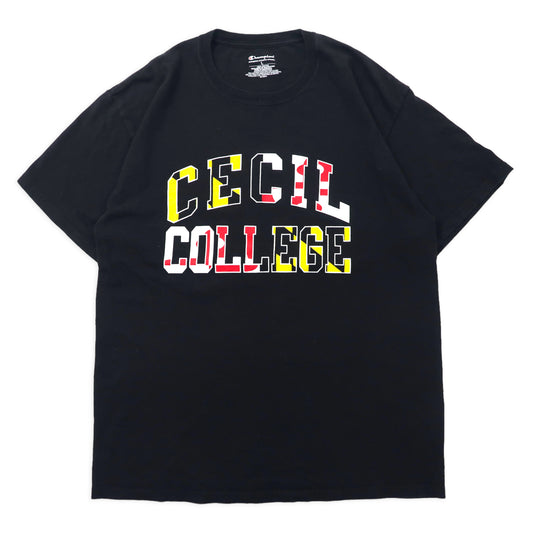 Champion カレッジプリントTシャツ L ブラック コットン CECIL COLLEGE
