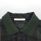 LANCEL 90年代 総柄 ジャガード シャツ L カーキ ウール 日本製