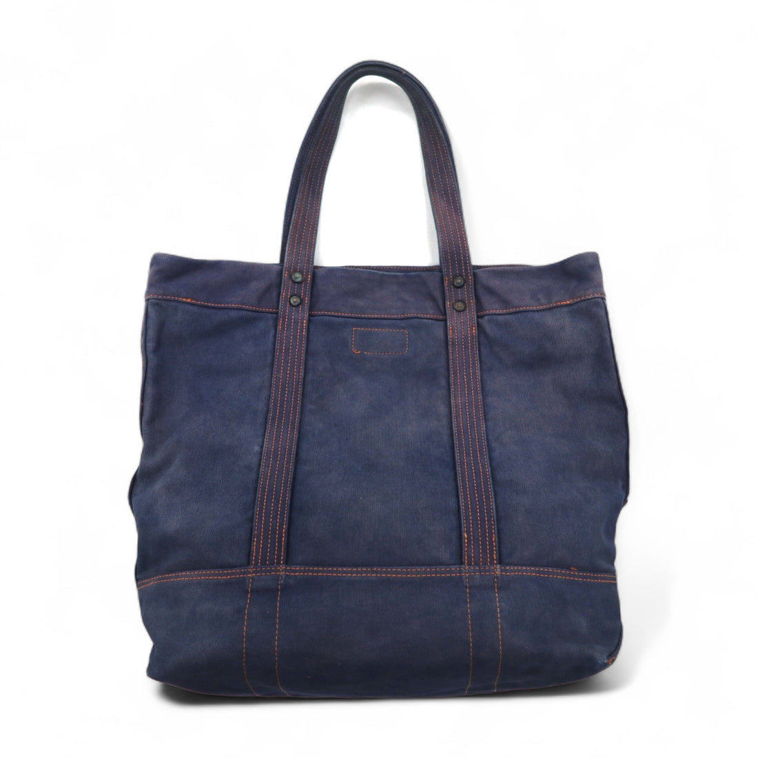POLO RALPH LAUREN Vintage Tote Bag Navy Canvas Big Pony Embroidery