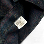 LANCEL 90年代 総柄 ジャガード シャツ L カーキ ウール 日本製