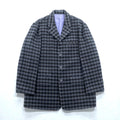 PAZZO 90s Made in Japan Vintage Cashmere 4B Tailored Jacket, Leather, XL, Check Marcolana Wool and
