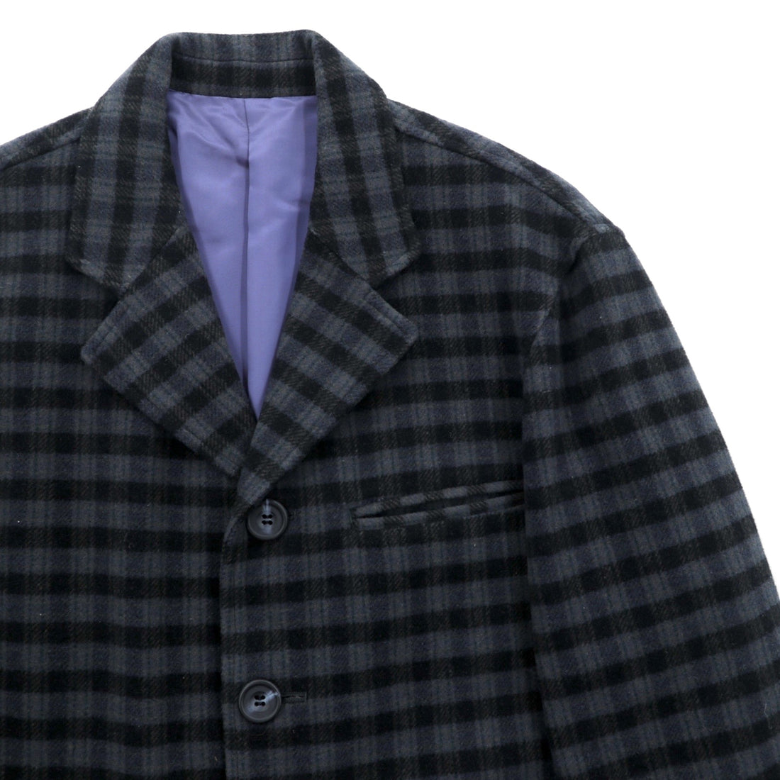 PAZZO 90s Made in Japan Vintage Cashmere 4B Tailored Jacket, Leather, XL, Check Marcolana Wool and