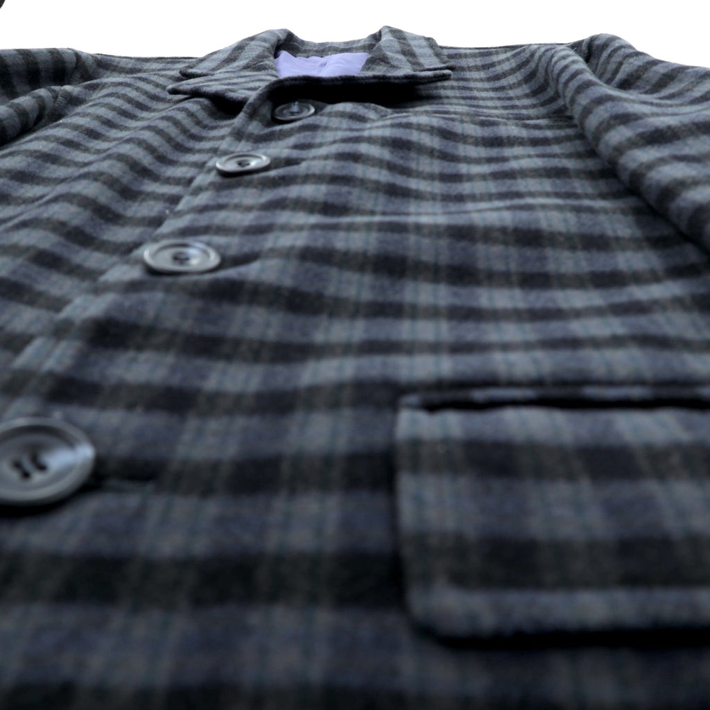 PAZZO 90s Made in Japan Vintage Cashmere 4B Tailored Jacket, Leather, XL, Check Marcolana Wool and