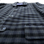 PAZZO 90s Made in Japan Vintage Cashmere 4B Tailored Jacket, Leather, XL, Check Marcolana Wool and
