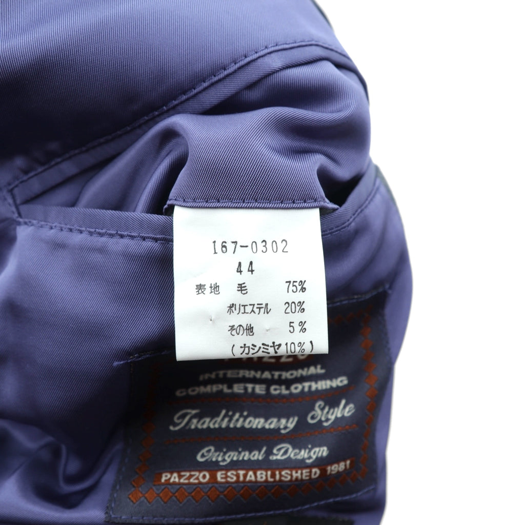 PAZZO 90s Made in Japan Vintage Cashmere 4B Tailored Jacket, Leather, XL, Check Marcolana Wool and