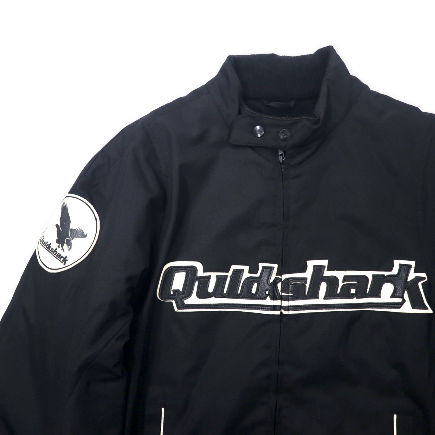 QUICK SHARK レーシングジャケット シングル ライダースジャケット XL ブラック ポリエステル フリースライナー PUレザー切り替え