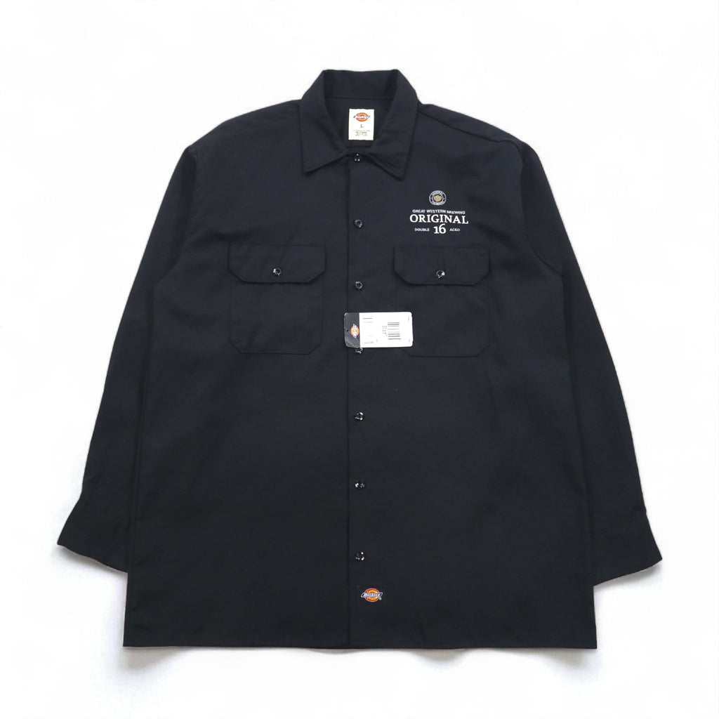Dickies Work Shirt L Black Polyester Cotton Pocket 574BK Made in Honduras Unused
