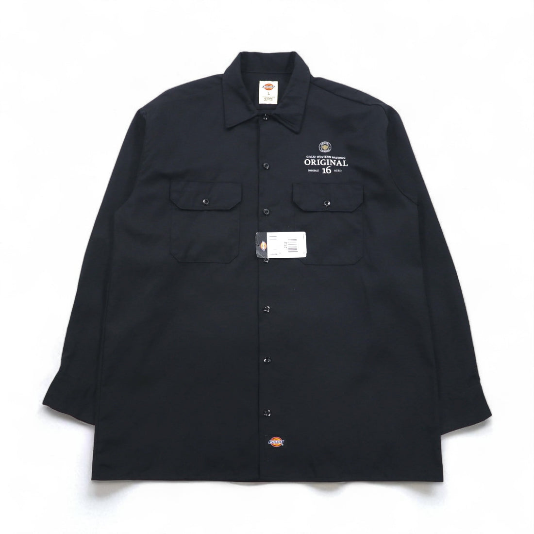 Dickies Work Shirt L Black Polyester Cotton Pocket 574BK Made in Honduras Unused
