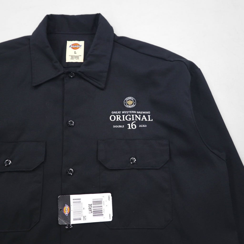 Dickies Work Shirt L Black Polyester Cotton Pocket 574BK Made in Honduras Unused